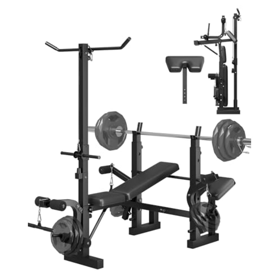 Preacher Curl Pad - Banc de musculation pliable 8-en-1 pour