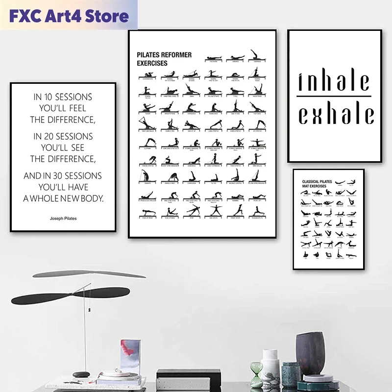 Home Gym Decor - Affiche de tableau d'entraînement Pilates sans